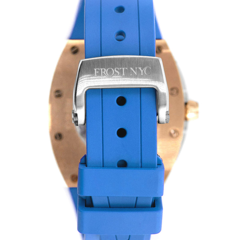 Frost NYC Mens Watch - Automatic Skeleton Rose Sport Watch | FRST-01-RC | Blue