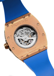 Frost NYC Mens Watch - Automatic Skeleton Rose Sport Watch | FRST-01-RC | Blue
