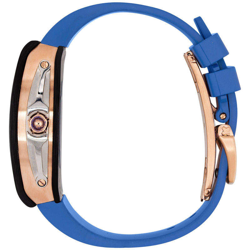 Frost NYC Mens Watch - Automatic Skeleton Carbon Fiber Rose Sport Watch | FRST-01-CFR | Blue