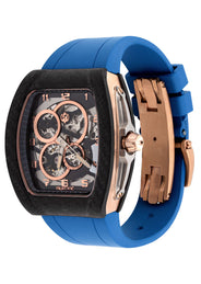 Frost NYC Mens Watch - Automatic Skeleton Carbon Fiber Rose Sport Watch | FRST-01-CFR | Blue