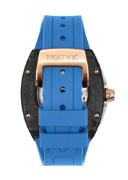 Frost NYC Mens Watch - Automatic Skeleton Carbon Fiber Rose Sport Watch | FRST-01-CFR | Blue
