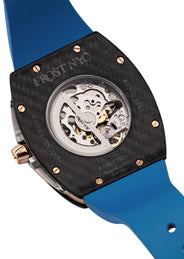 Frost NYC Mens Watch - Automatic Skeleton Carbon Fiber Rose Sport Watch | FRST-01-CFR | Blue