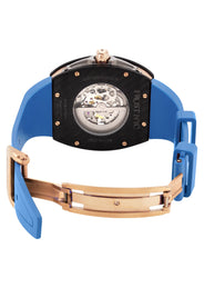 Frost NYC Mens Watch - Automatic Skeleton Carbon Fiber Rose Sport Watch | FRST-01-CFR | Blue