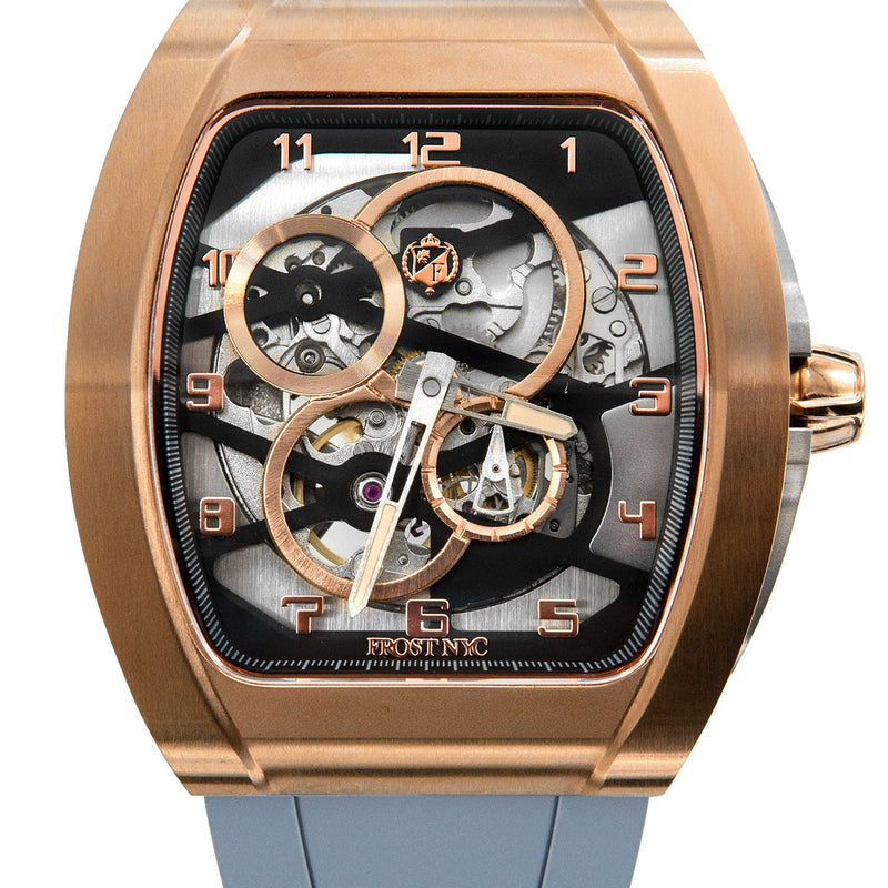 Frost NYC Mens Watch - Automatic Skeleton Rose Sport Watch | FRST-01-RC | Gray
