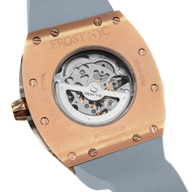 Frost NYC Mens Watch - Automatic Skeleton Rose Sport Watch | FRST-01-RC | Gray