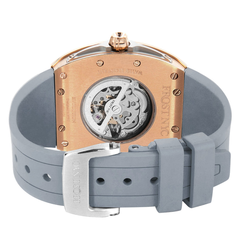 Frost NYC Mens Watch - Automatic Skeleton Rose Sport Watch | FRST-01-RC | Gray
