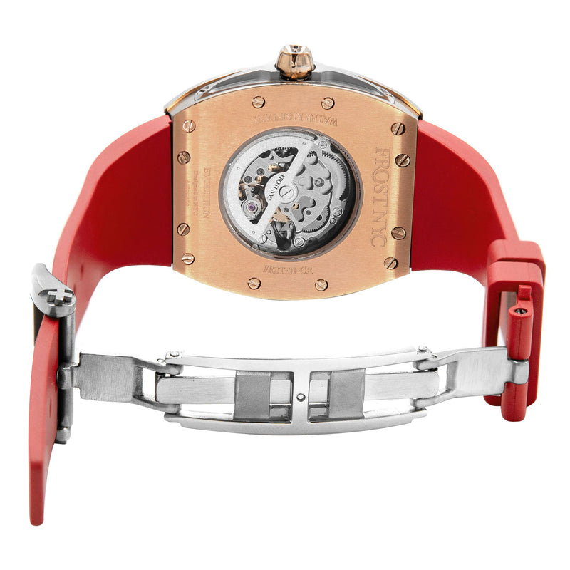 Frost NYC Mens Watch - Automatic Skeleton Rose Sport Watch | FRST-01-RC | Red