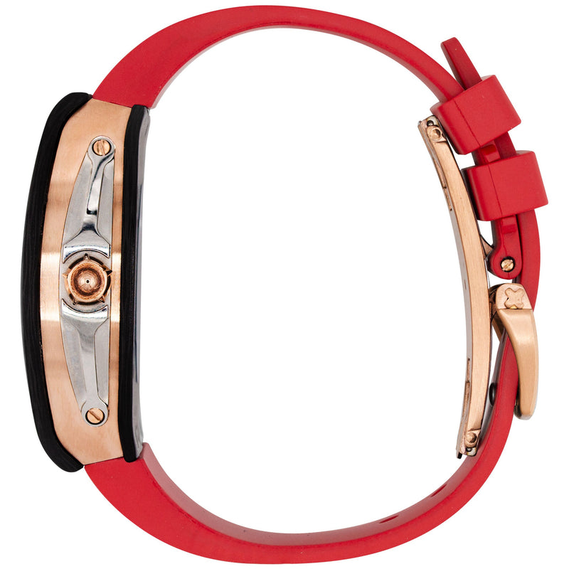 Frost NYC Mens Watch - Automatic Skeleton Carbon Fiber Rose Sport Watch | FRST-01-CFR | Red