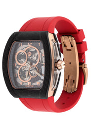 Frost NYC Mens Watch - Automatic Skeleton Carbon Fiber Rose Sport Watch | FRST-01-CFR | Red
