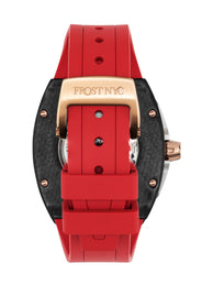 Frost NYC Mens Watch - Automatic Skeleton Carbon Fiber Rose Sport Watch | FRST-01-CFR | Red