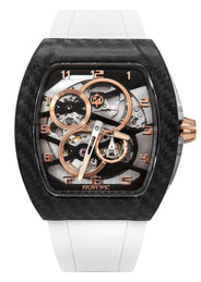 Frost NYC Mens Watch - Automatic Skeleton Carbon Fiber Rose Sport Watch | FRST-01-CFR | White