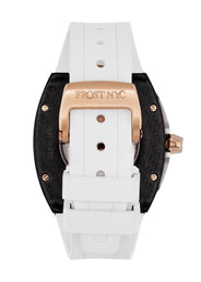 Frost NYC Mens Watch - Automatic Skeleton Carbon Fiber Rose Sport Watch | FRST-01-CFR | White