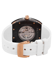 Frost NYC Mens Watch - Automatic Skeleton Carbon Fiber Rose Sport Watch | FRST-01-CFR | White
