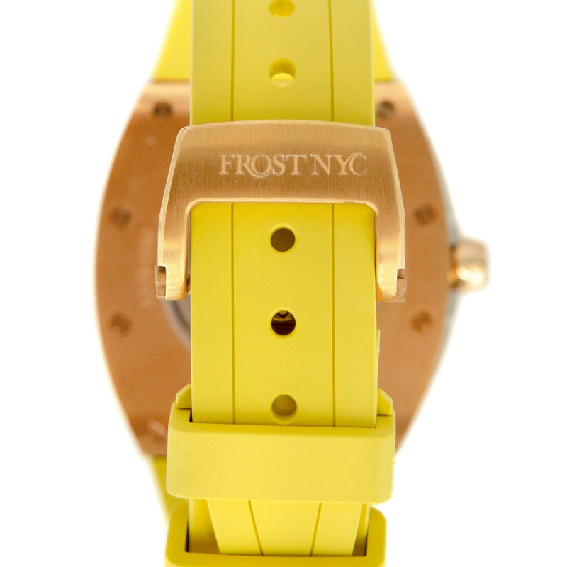 Frost NYC Mens Watch - Automatic Skeleton Rose Sport Watch | FRST-01-RC | Yellow