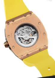 Frost NYC Mens Watch - Automatic Skeleton Rose Sport Watch | FRST-01-RC | Yellow