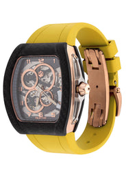 Frost NYC Mens Watch - Automatic Skeleton Carbon Fiber Rose Sport Watch | FRST-01-CFR | Yellow