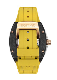Frost NYC Mens Watch - Automatic Skeleton Carbon Fiber Rose Sport Watch | FRST-01-CFR | Yellow