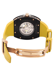 Frost NYC Mens Watch - Automatic Skeleton Carbon Fiber Rose Sport Watch | FRST-01-CFR | Yellow