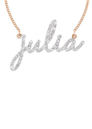 14K Rose Gold  Full Diamond Script Name Necklace | Style #117
