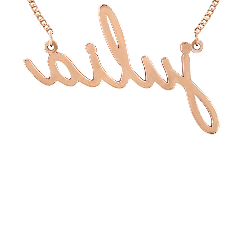 14K Rose Gold  Full Diamond Script Name Necklace | Style #117