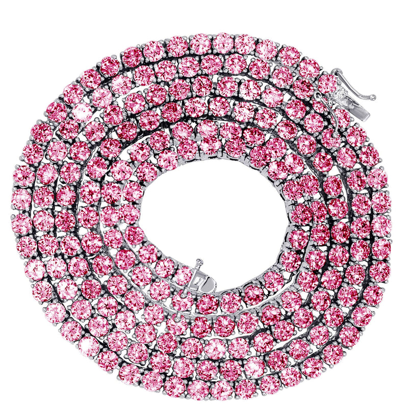 Lab Grown VVS Pink Diamond Tennis Chain / Necklace  - 14K White Gold