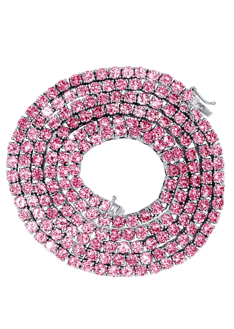 Lab Grown VVS Pink Diamond Tennis Chain / Necklace  - 14K White Gold