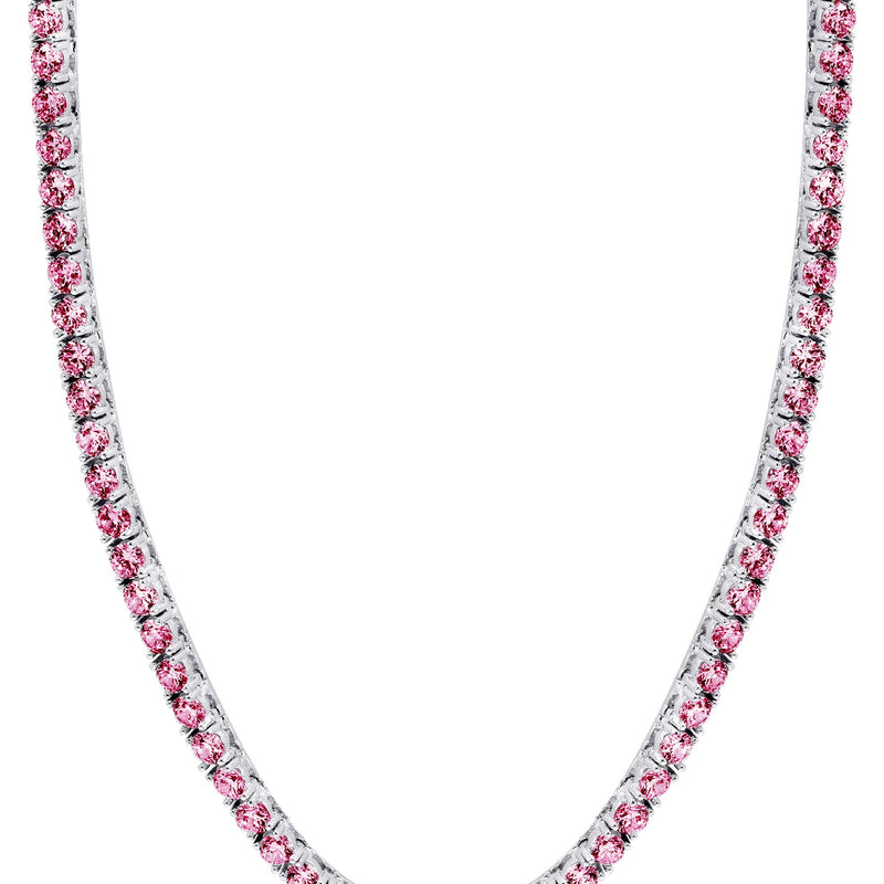 Lab Grown VVS Pink Diamond Tennis Chain / Necklace  - 14K White Gold