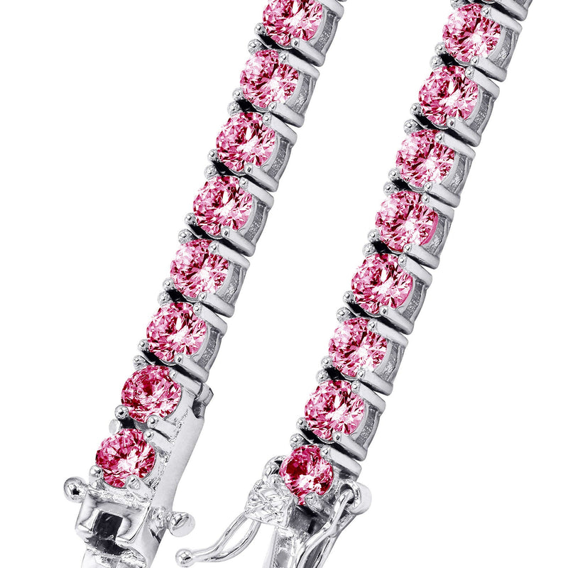 Lab Grown VVS Pink Diamond Tennis Chain / Necklace  - 14K White Gold