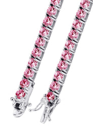 Lab Grown VVS Pink Diamond Tennis Chain / Necklace  - 14K White Gold