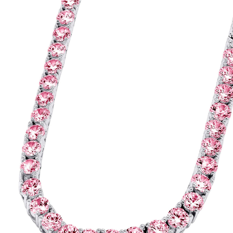Lab Grown VVS Pink Diamond Tennis Chain / Necklace  - 14K White Gold