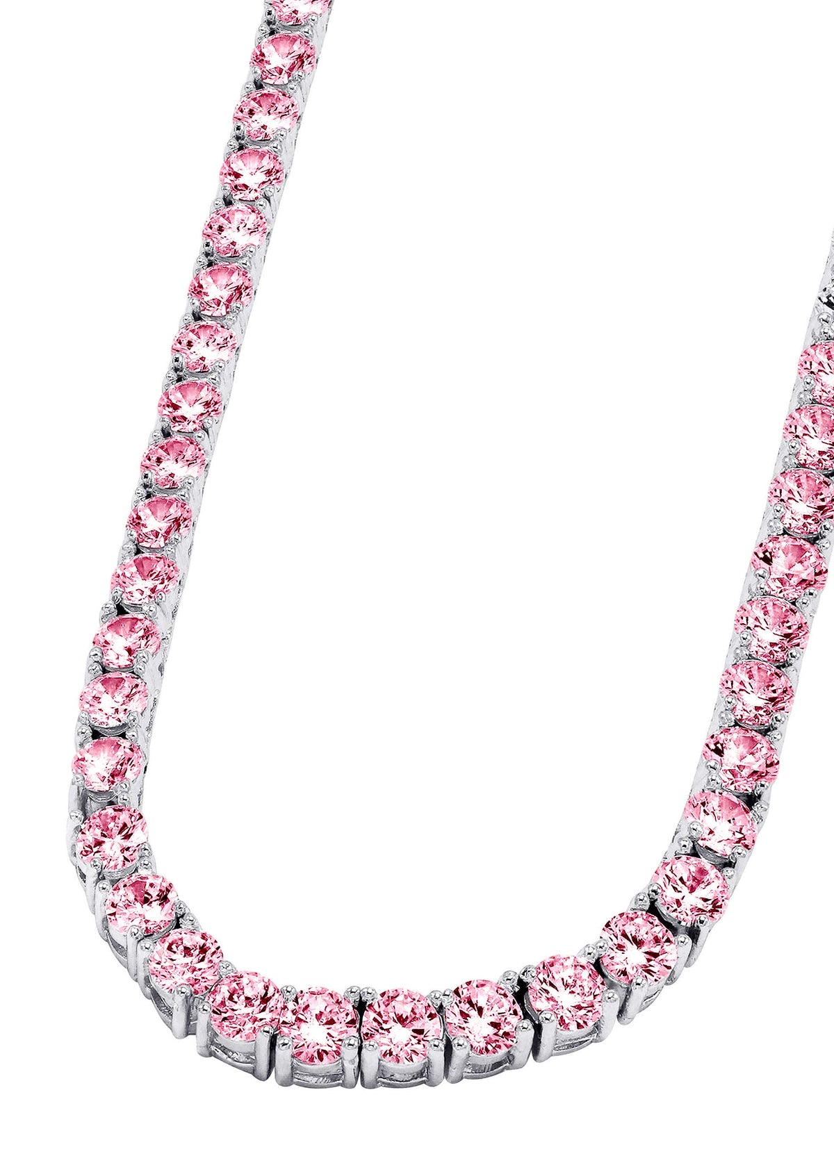 Lab Grown VVS Pink Diamond Tennis Chain / Necklace  - 14K White Gold