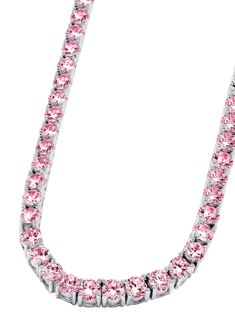 Lab Grown VVS Pink Diamond Tennis Chain / Necklace  - 14K White Gold