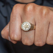 10K Gold Cz Marijuana Leaf Ring For Men | 2.6 Grams