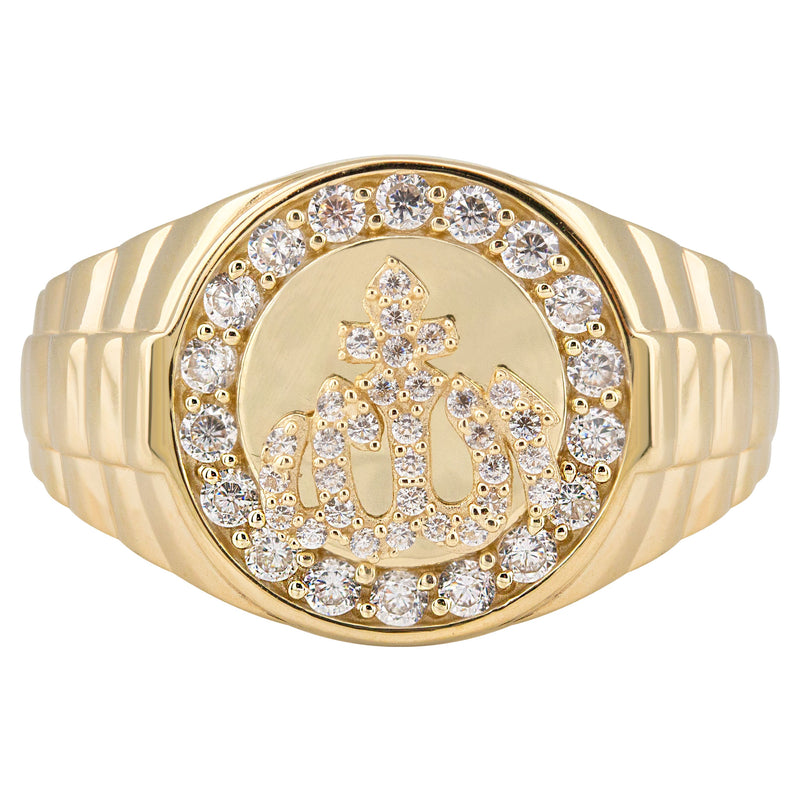 10K Gold Cz Allah Ring For Men | 2.6 Grams