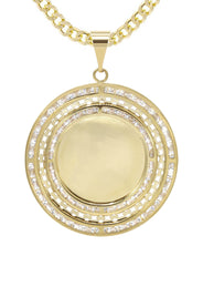 10K Yellow Gold CZ Picture Pendant Necklace | Appx. 14.8 Grams