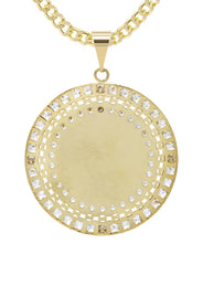 10K Yellow Gold CZ Picture Pendant Necklace | Appx. 14.8 Grams