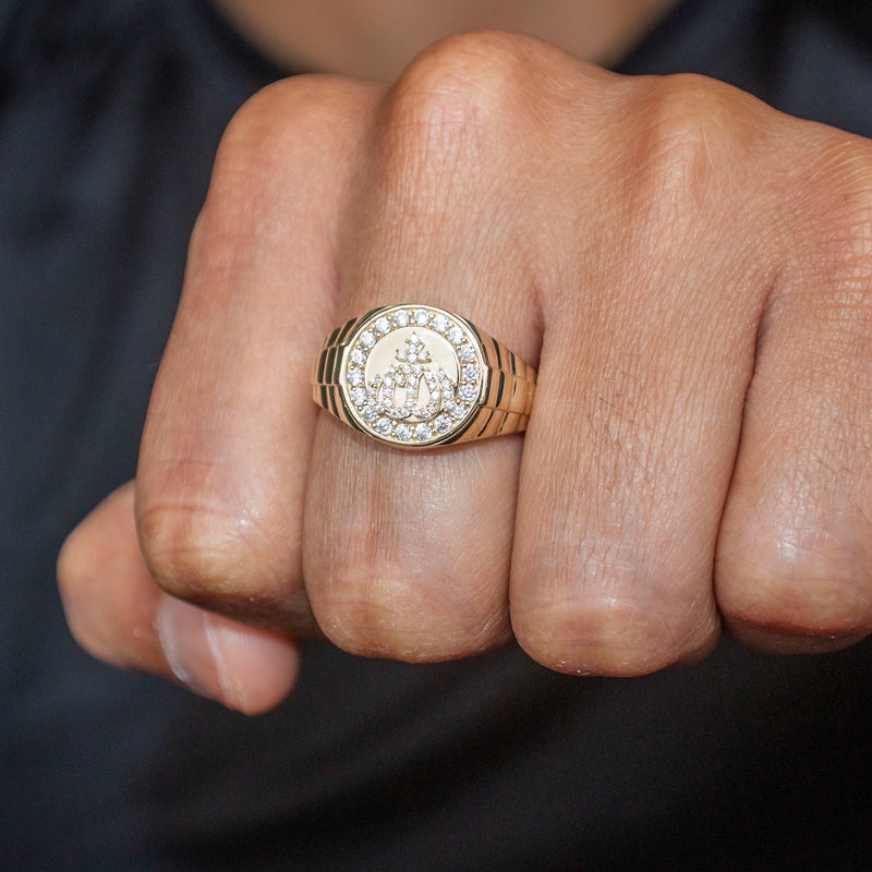 10K Gold Cz Allah Ring For Men | 2.6 Grams