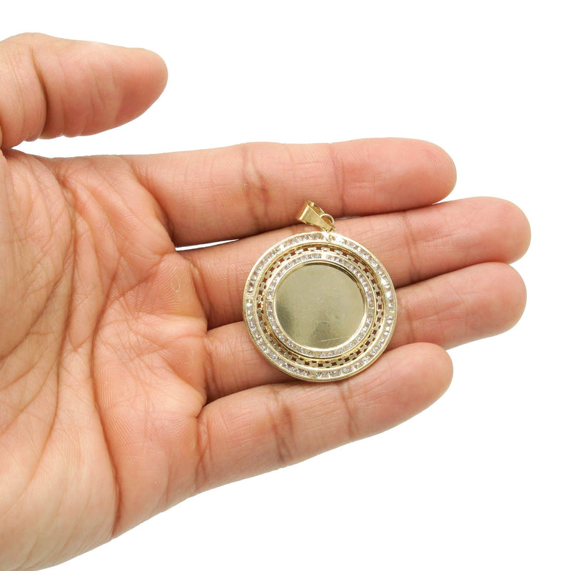 10K Yellow Gold CZ Picture Pendant Necklace | Appx. 14.8 Grams