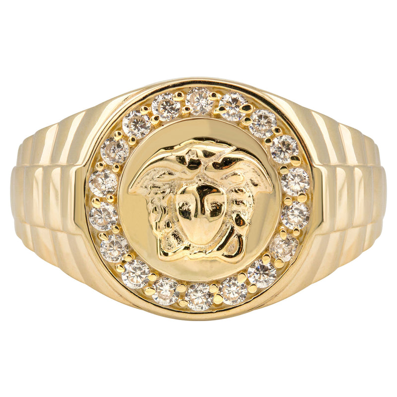 10K Gold Cz Medusa Ring For Men | 2.6 Grams