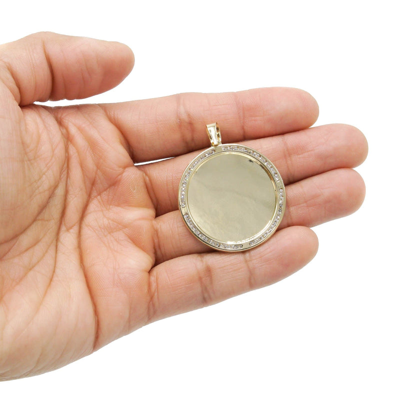 10K Yellow Gold CZ Picture Pendant Necklace | Appx. 14 Grams