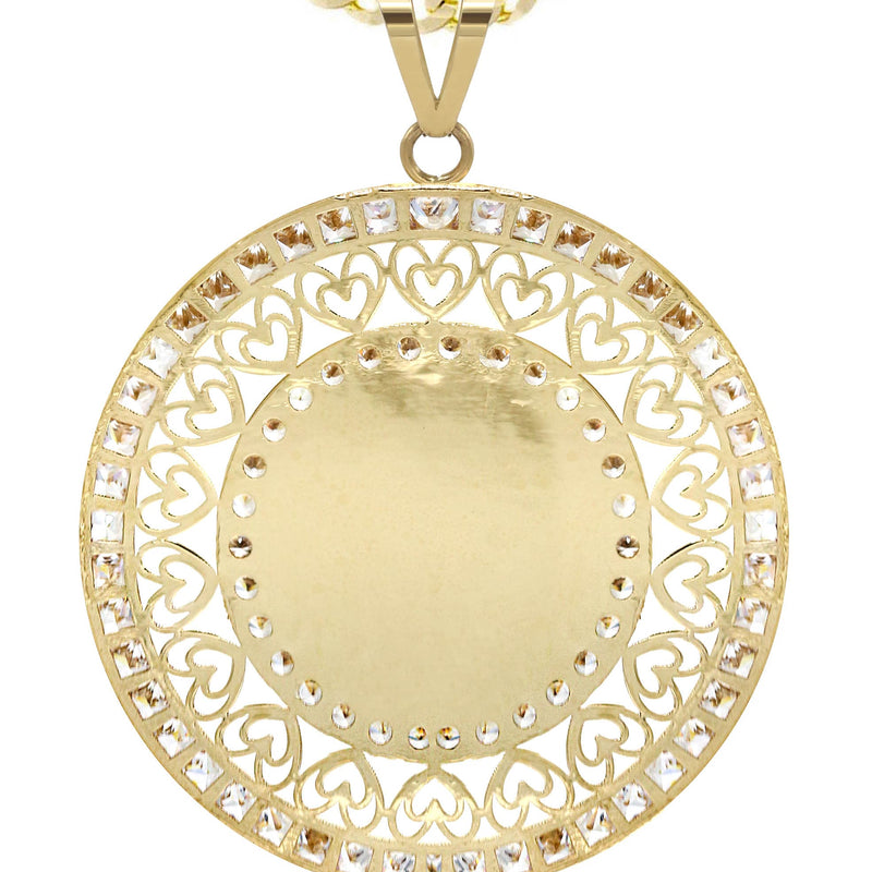 10K Yellow Gold CZ Picture Pendant Necklace | Appx. 15.6 Grams