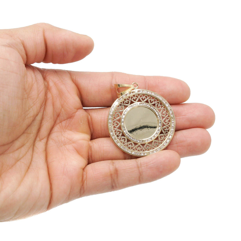 10K Yellow Gold CZ Picture Pendant Necklace | Appx. 15.6 Grams