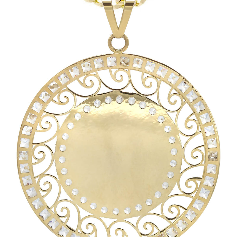 10K Yellow Gold CZ Picture Pendant Necklace | Appx. 15.6 Grams