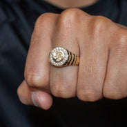 10K Gold Cz Anchor Ring For Men | 2.6 Grams