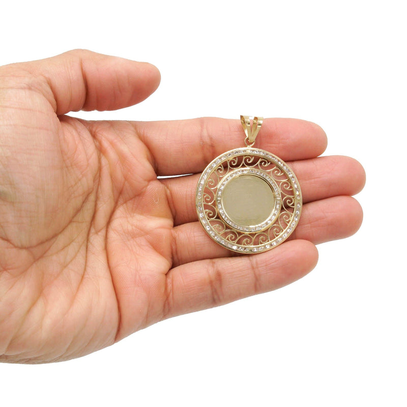10K Yellow Gold CZ Picture Pendant Necklace | Appx. 15.6 Grams