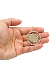 10K Yellow Gold CZ Picture Pendant Necklace | Appx. 15.6 Grams