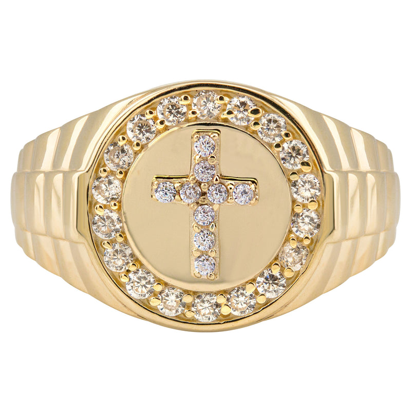 10K Gold Cz Cross Ring For Men | 2.6 Grams
