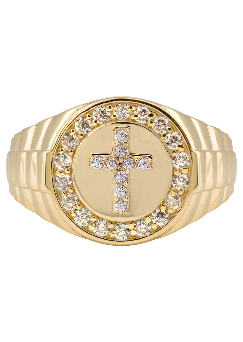 10K Gold Cz Cross Ring For Men | 2.6 Grams
