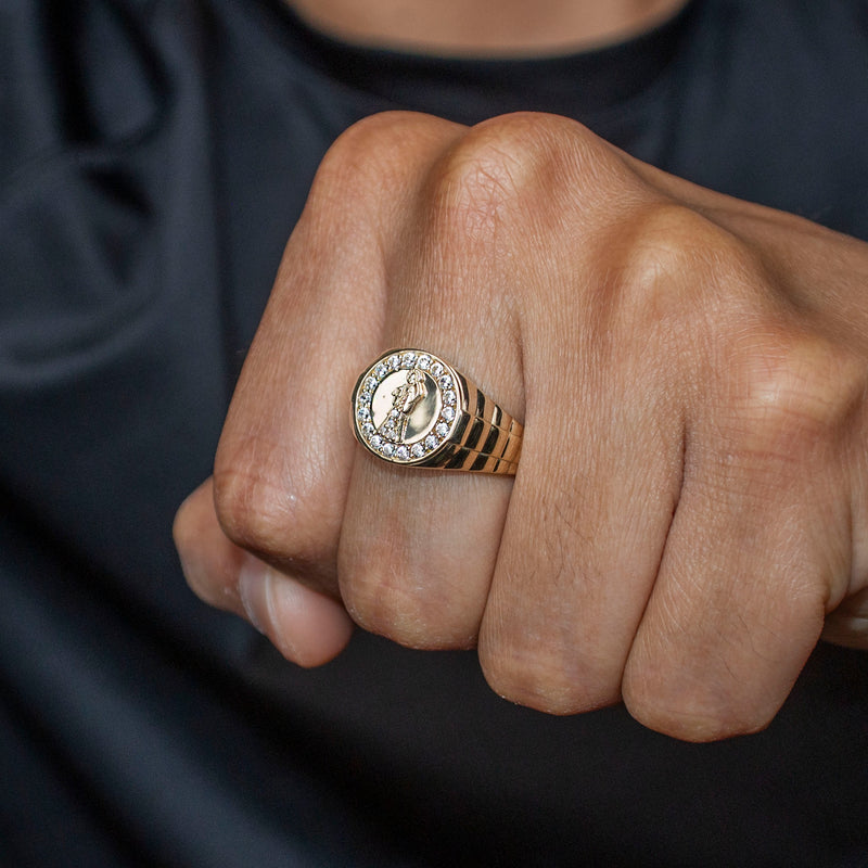 10K Gold Cz St. Death Ring For Men | 2.6 Grams