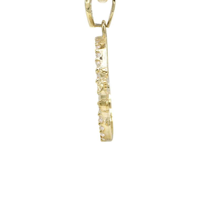 10K Yellow Gold CZ Picture Pendant Necklace | Appx. 13.4 Grams